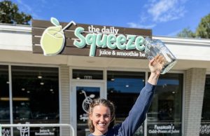 Raise Your Hand if Your Back Hurts Danielle Mullet, owner of The Daily Squeeze on 12th Avenue, Pensacola, next to Publix